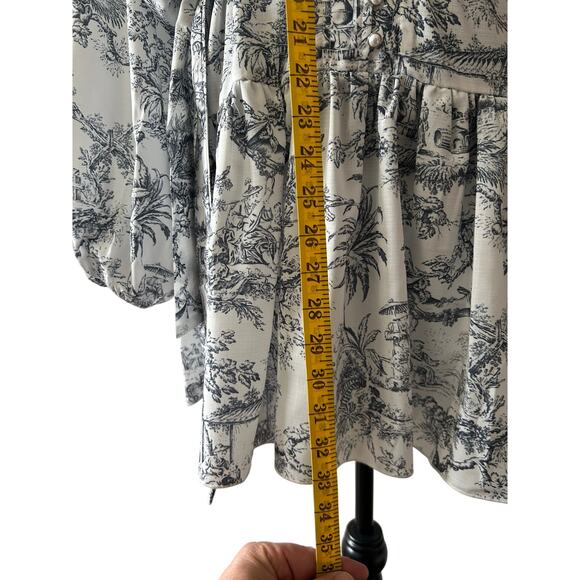 JUMPICk Women's Mini Mock Neck Long Puff Sleeve Button Down Floral  dress L - Picture 5 of 15